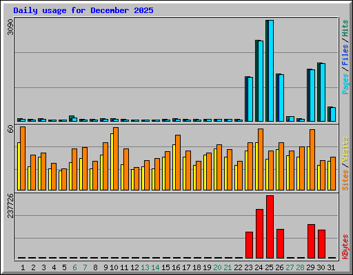Daily usage for December 2025